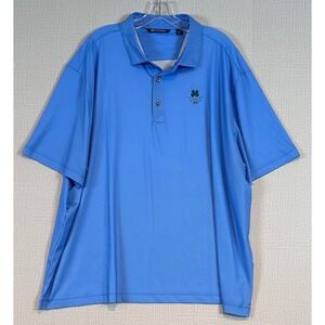 Cutter & Buck Mens 3XL Blue Geometric Golf Polo Shirt Clover 1894 Logo Preppy
